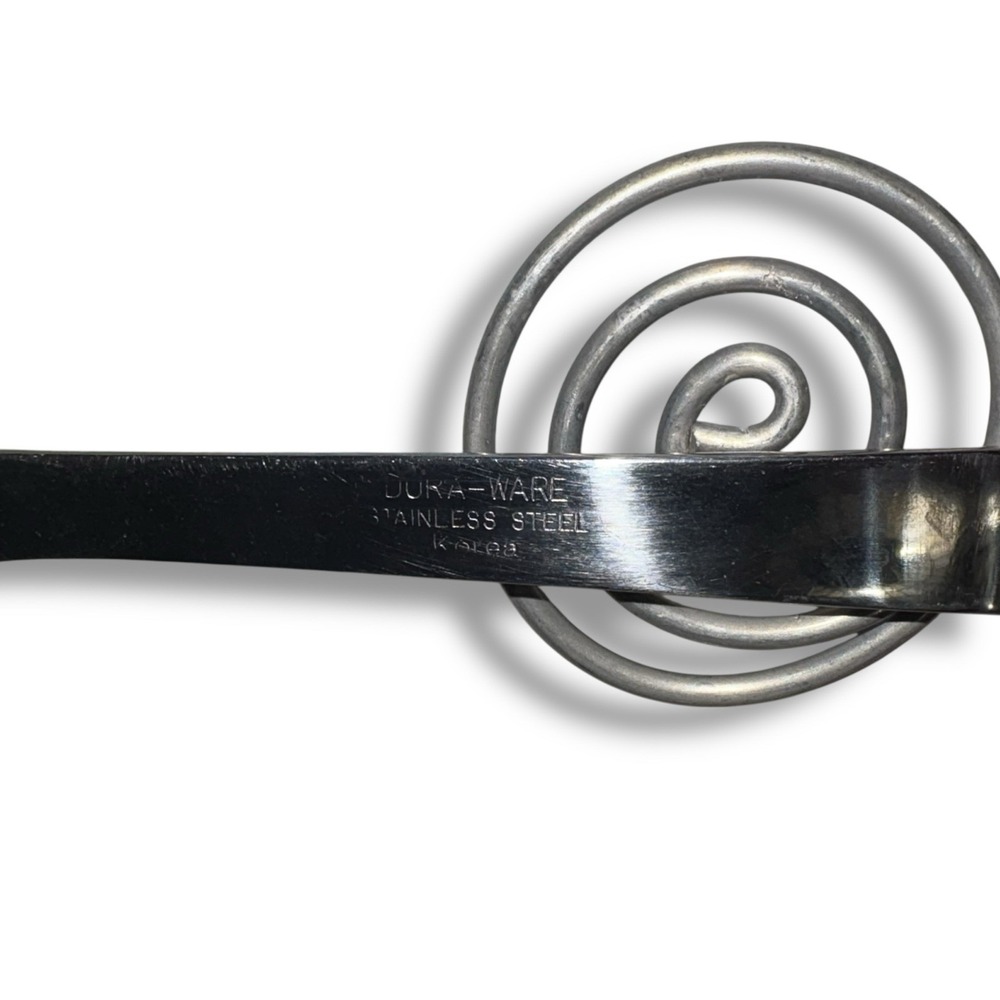 Vintage Dary Rees Large Salad Fork & Spoon w/ Spirals & Jewels 12" Stainless - Picture 5 of 6